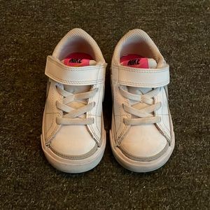 Toddler Girls size 6 bike white and pink sneakers.